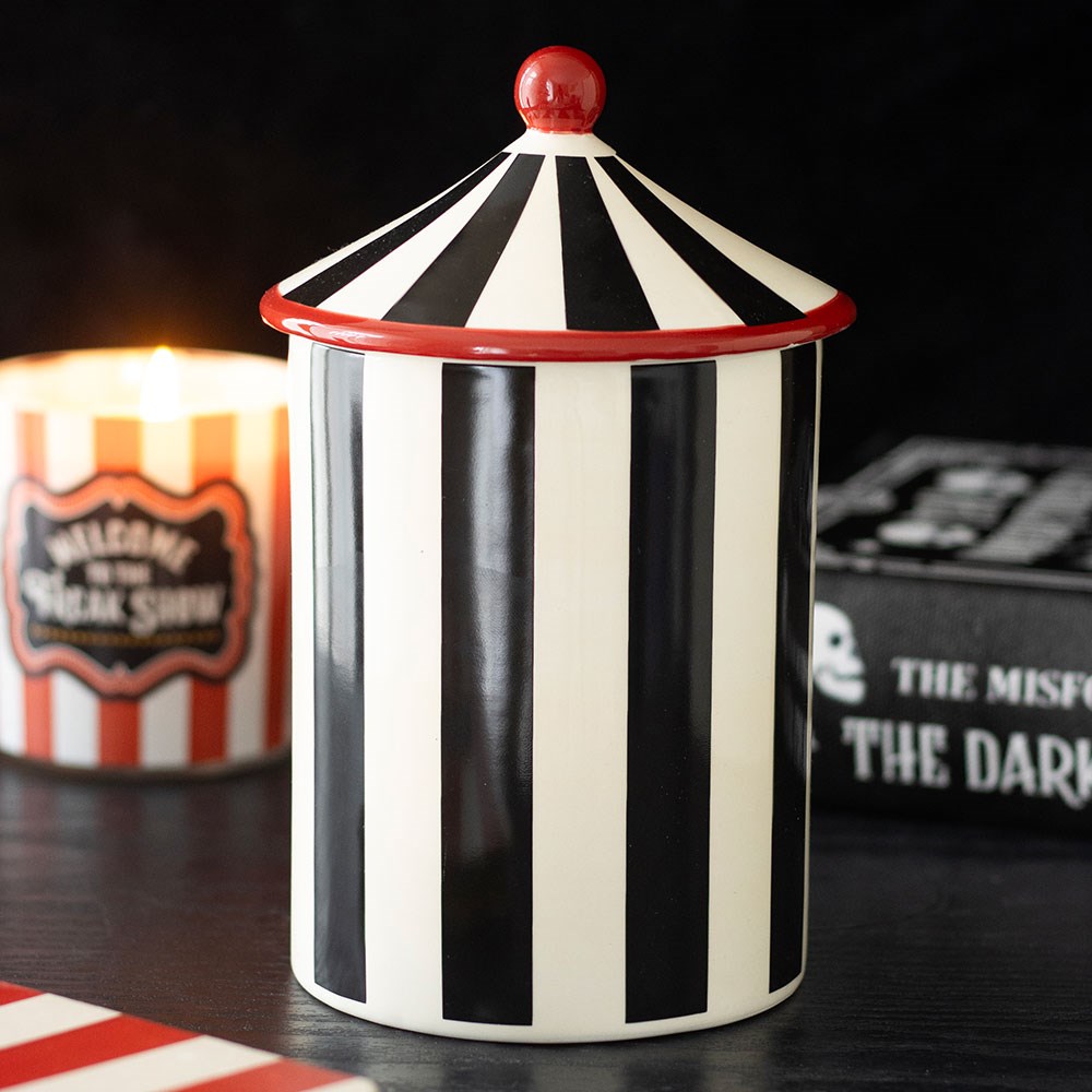 Black Striped Circus Tent Storage Jar - Schwarze Vorratsdose Zirkus
