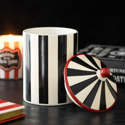Black Striped Circus Tent Storage Jar - Schwarze Vorratsdose Zirkus