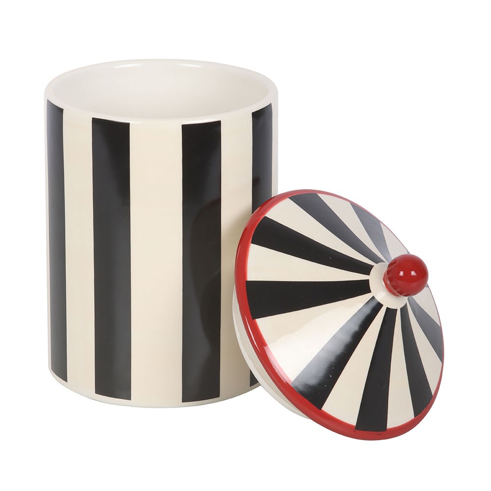 Black Striped Circus Tent Storage Jar - Schwarze Vorratsdose Zirkus