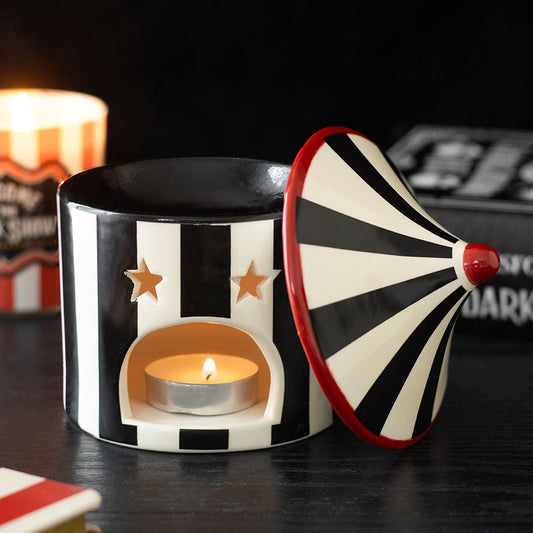 Black Striped Circus Tent Oil Burner - Keramik Duftlampe Aromabrenner