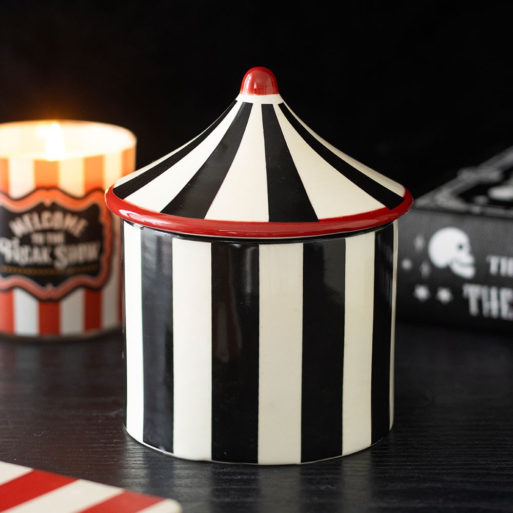 Black Striped Circus Tent Oil Burner - Keramik Duftlampe Aromabrenner