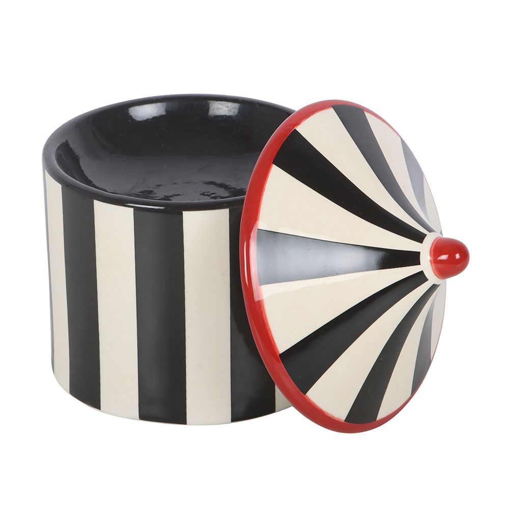 Black Striped Circus Tent Oil Burner - Keramik Duftlampe Aromabrenner