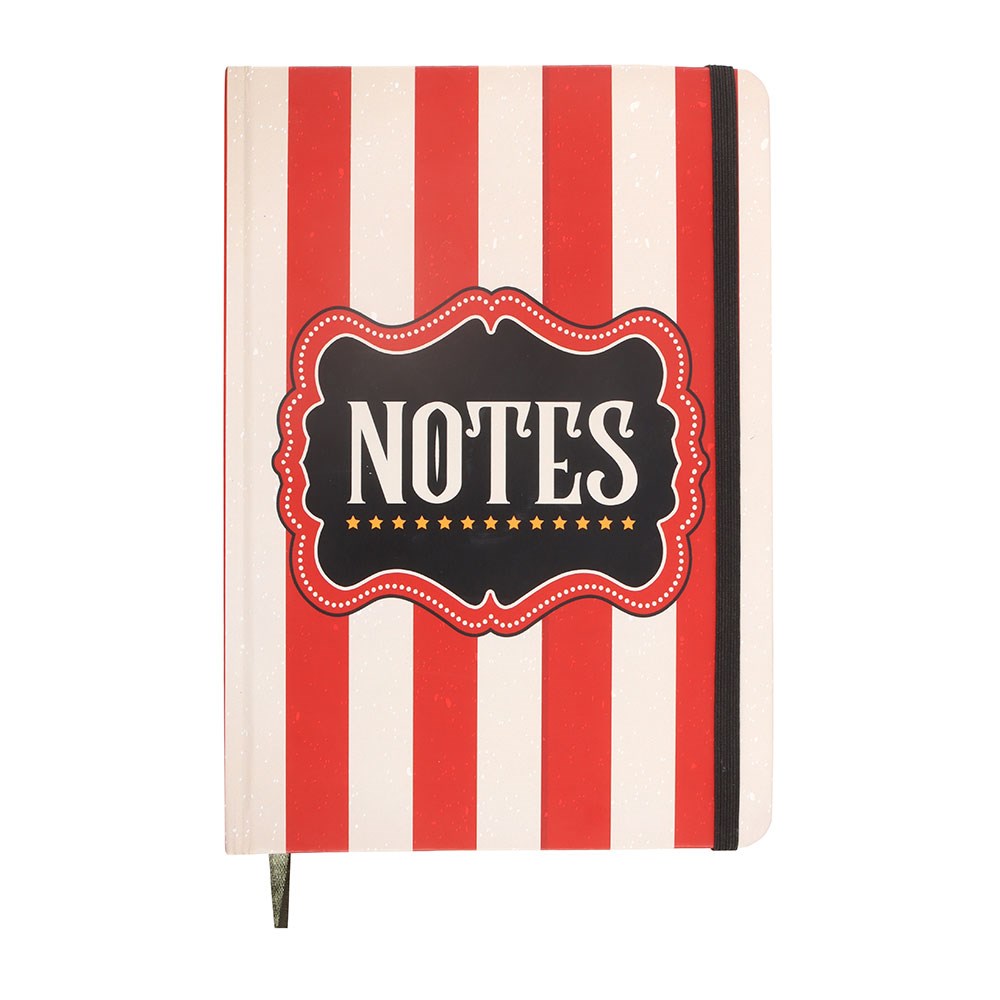 Red Circus Stripe A5 Notebook - Vintage Hardcover Notizbuch