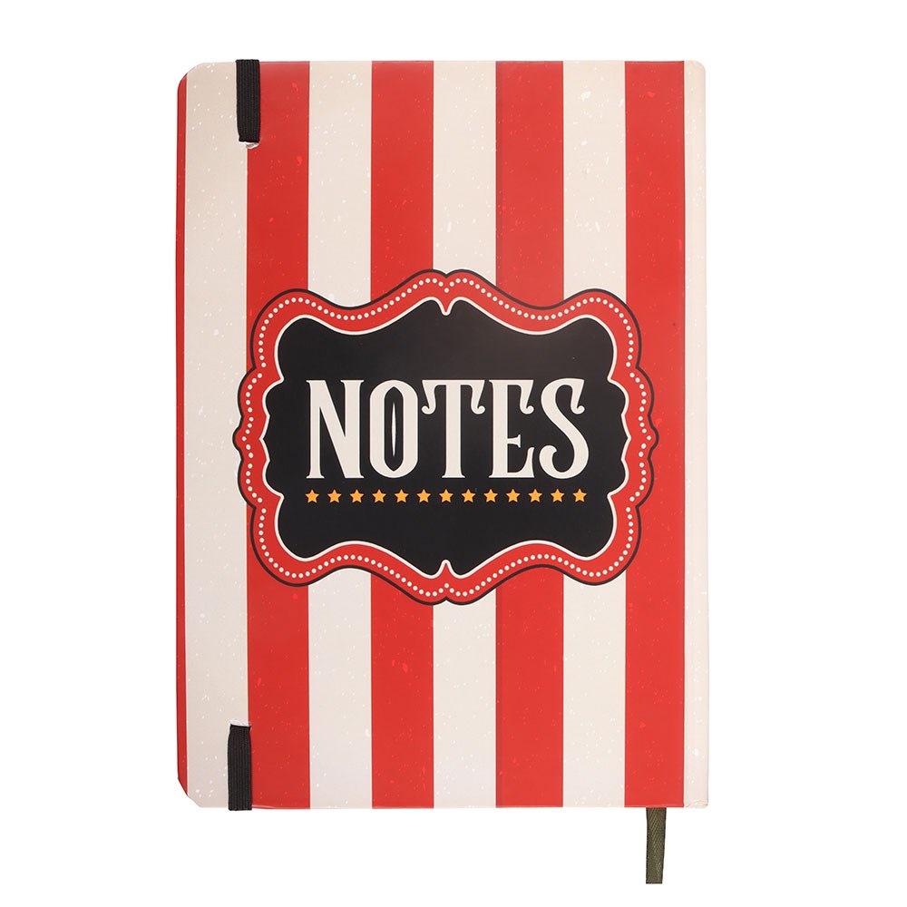 Red Circus Stripe A5 Notebook - Vintage Hardcover Notizbuch