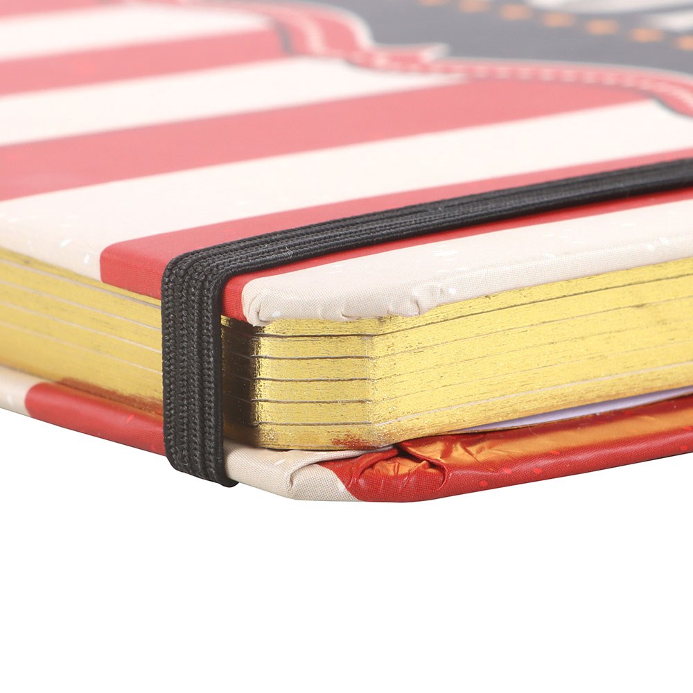 Red Circus Stripe A5 Notebook - Vintage Hardcover Notizbuch