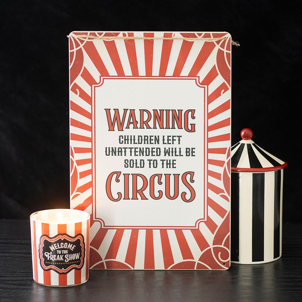 Circus Warning Metal Hanging Sign - Vintage Blechschild 34x20cm