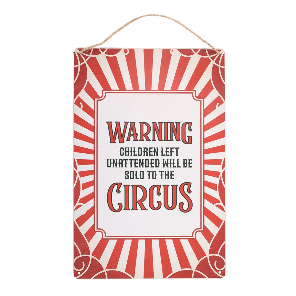 Circus Warning Metal Hanging Sign - Vintage Blechschild 34x20cm