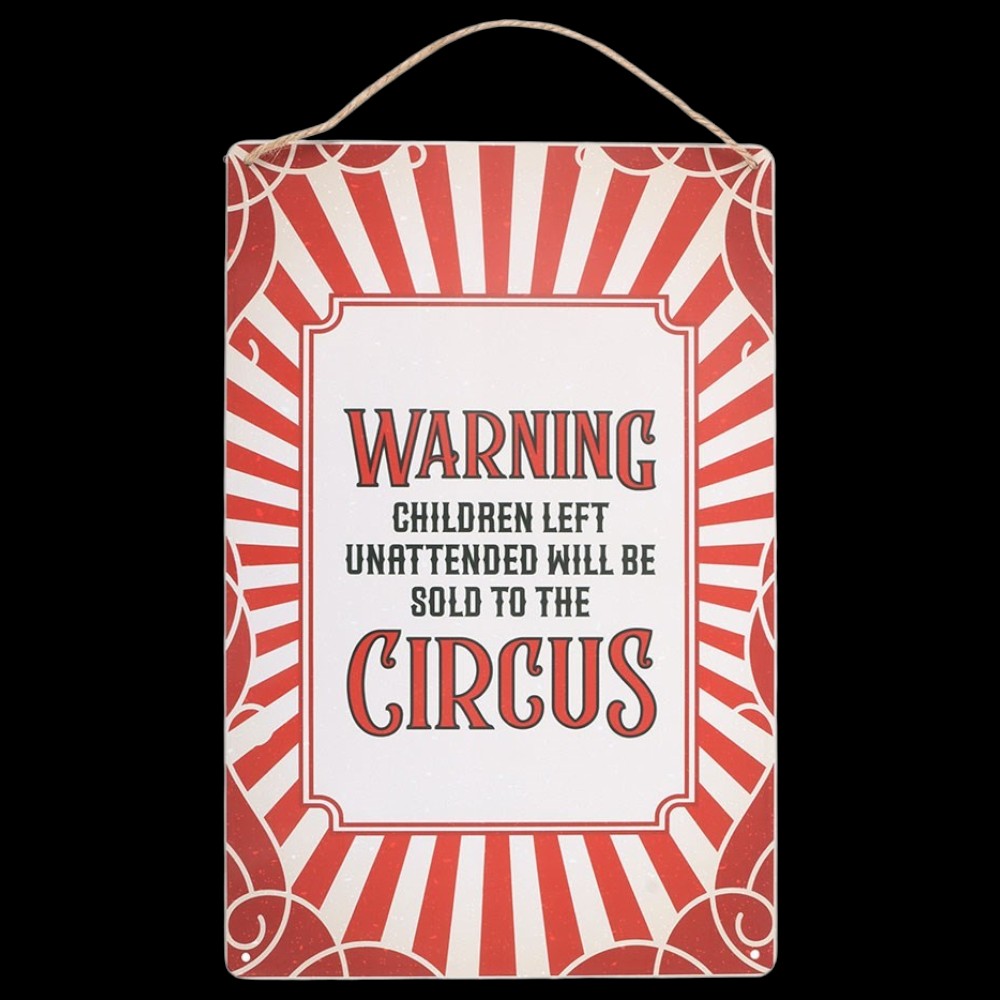 Circus Warning Metal Hanging Sign - Vintage Blechschild 34x20cm