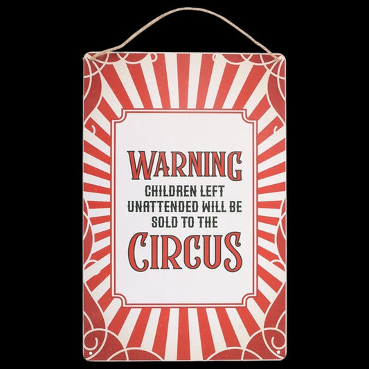 Circus Warning Metal Hanging Sign - Vintage Blechschild 34x20cm