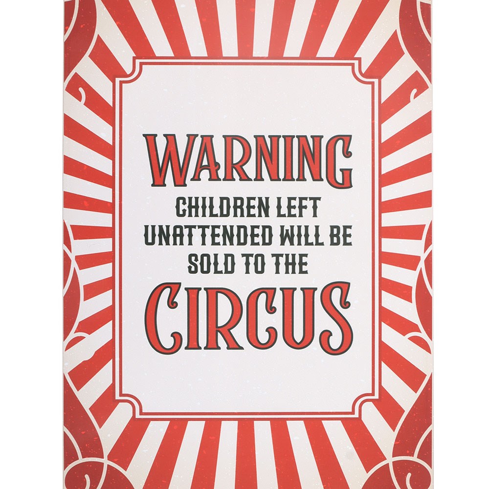 Circus Warning Metal Hanging Sign - Vintage Blechschild 34x20cm