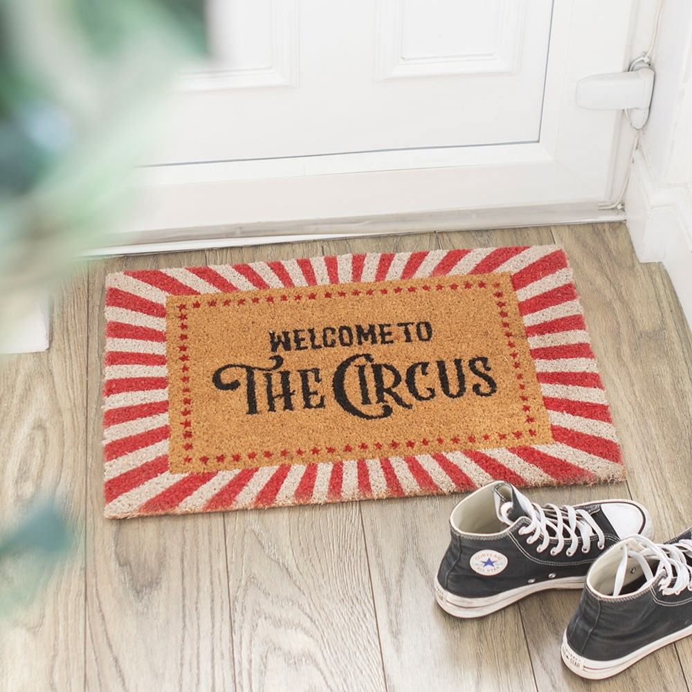Red Welcome to the Circus Doormat - Kokosfaser Fußmatte 60x40cm