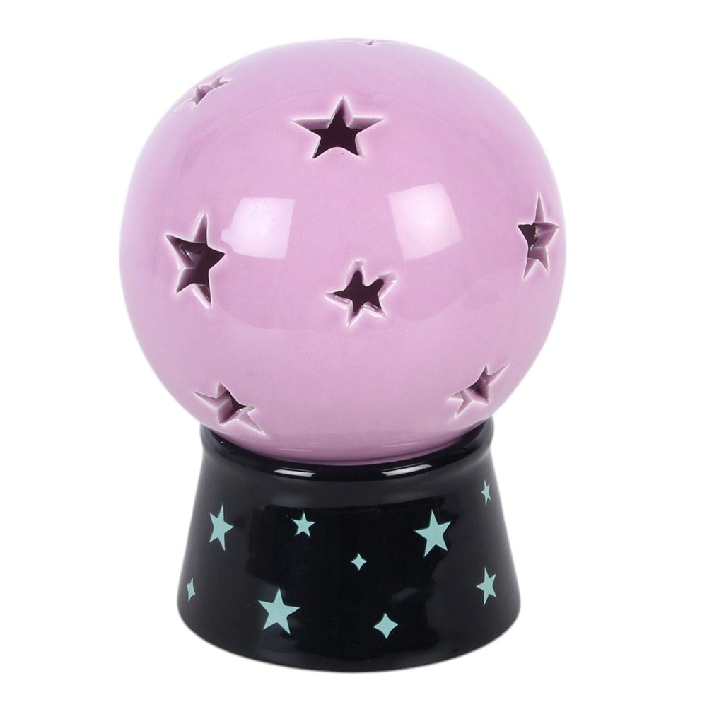 Kristallkugel Duftlampe rosa – Seitenansicht ohne Mond