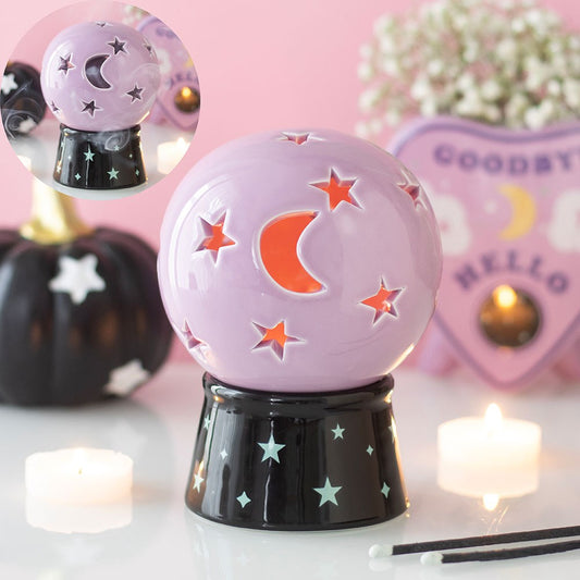 Kristallkugel Duftlampe rosa – Lifestyle beleuchtet mit Kerzen