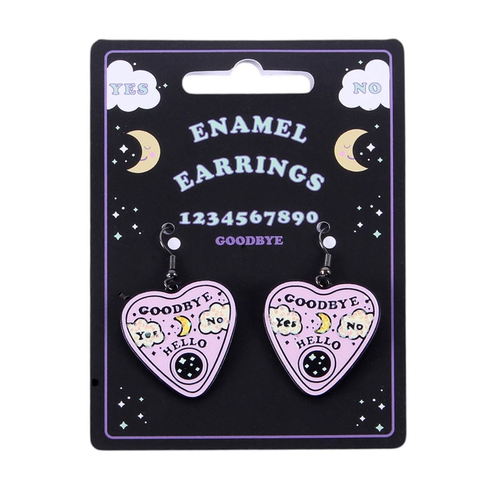 Ouija Planchette Ohrringe rosa – Verpackung Frontansicht