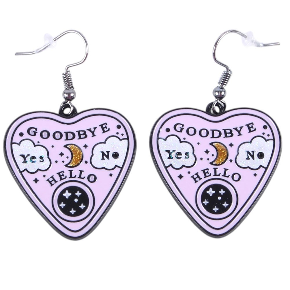 Ouija Planchette Ohrringe rosa – Nahaufnahme Anhänger