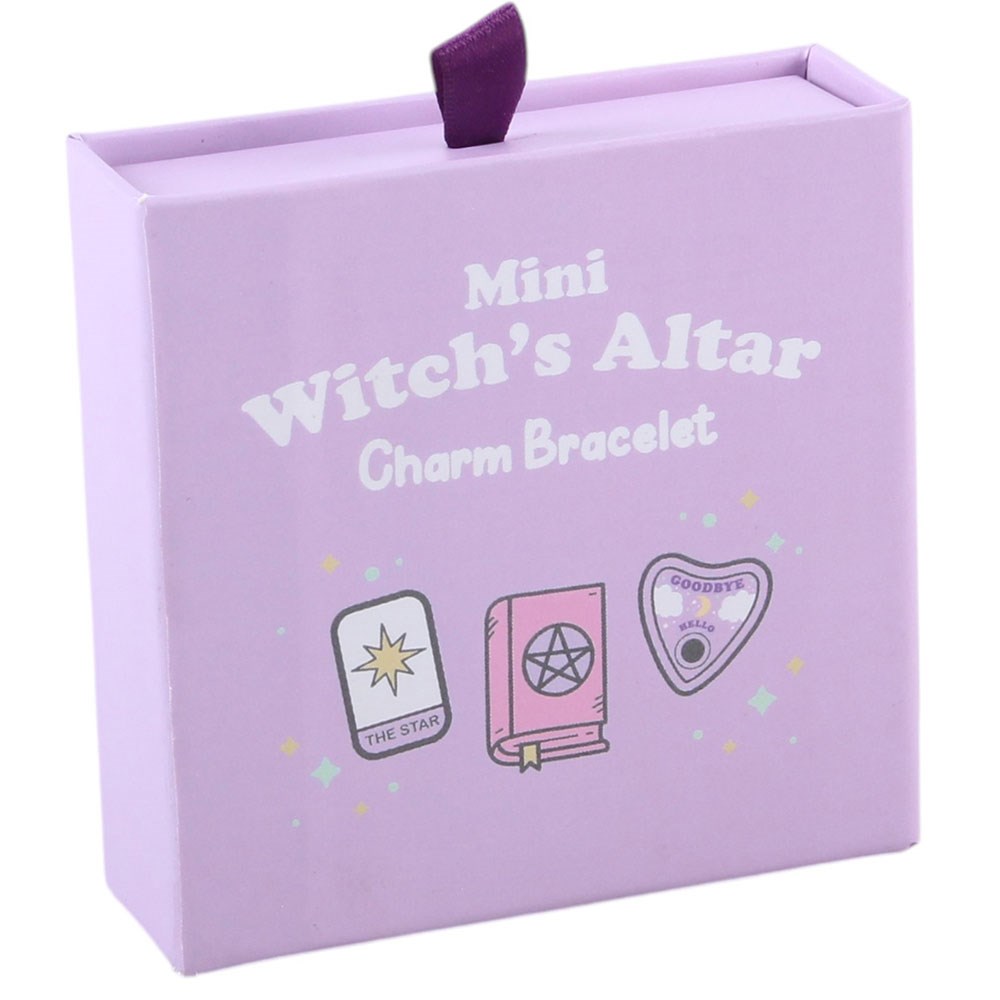Mini Witch's Altar Charm Armband – Verpackung Frontansicht lila