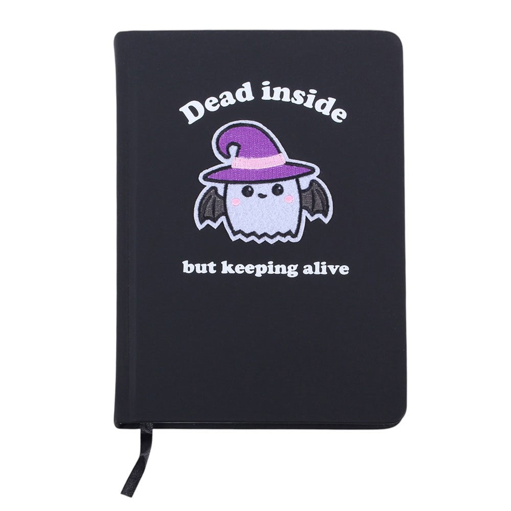 Dead Inside but Keeping Alive Journal – Cover mit Kawaii-Geist-Patch