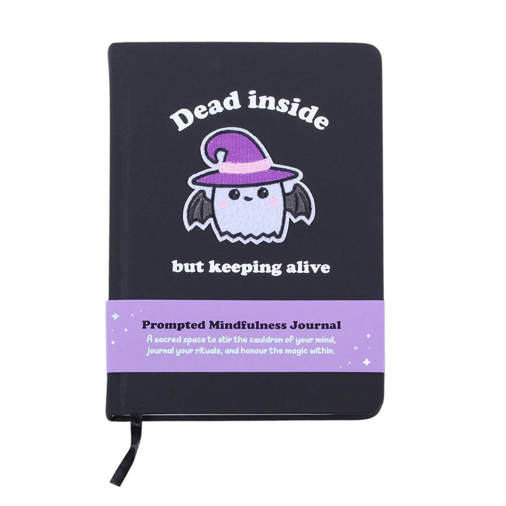 Dead Inside but Keeping Alive Journal – Cover mit lila Banderole Prompted Mindfulness Journal
