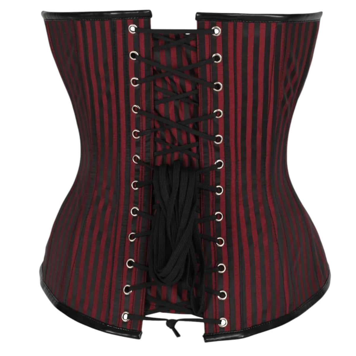 Vintage Gothic Steampunk Vollbrustkorsett mit Schnürung Nadelstreifen
