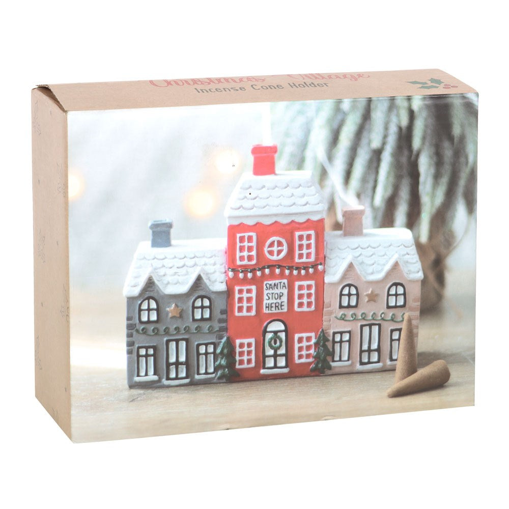 Romantisch Weihnachtsdorf als Räucherkegelhalter