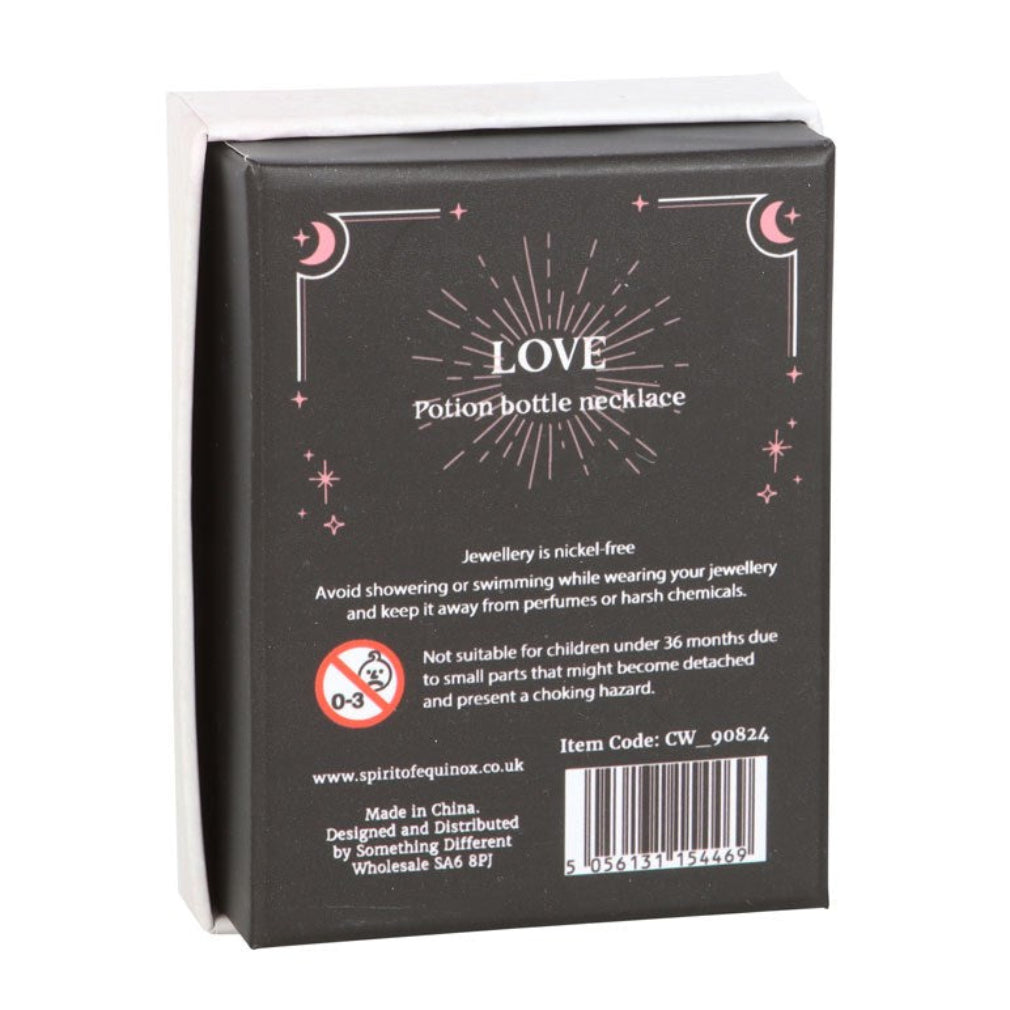 Halskette mit Zaubertrankflasche gefüllt mit Rosenquarz