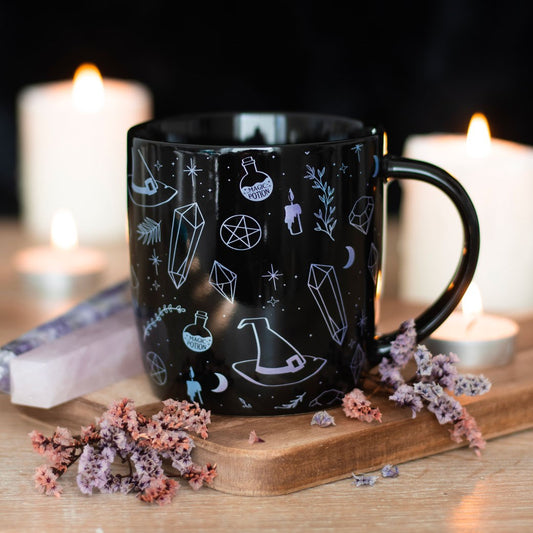Kirstall Hexen Tasse Becher metallic schwarz 360 ml
