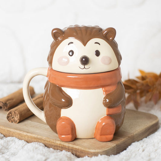 Vintage Tasse Kaffeebecher Igel mit Deckel – Hazel Hedgehog