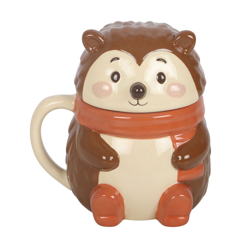 Vintage Tasse Kaffeebecher Igel mit Deckel – Hazel Hedgehog