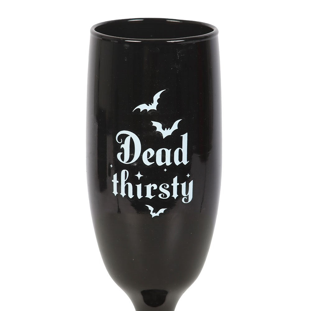 Gothic Sektflöten Sektgläser schwarz "Dead Thirsty" Fledermaus-Motiv Geschenkset 300 ml