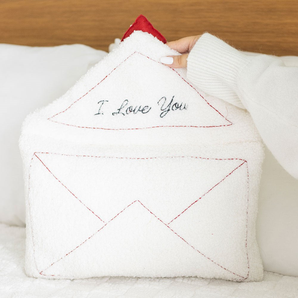 Liebesbrief Dekokissen mit Stickerei "I love you" Valentinstaggeschenk