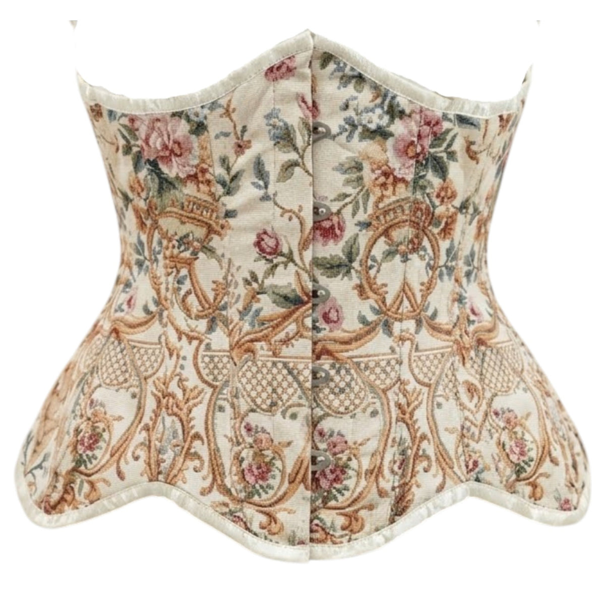 Vintage-Unterbrustkorsett barock mit floralem Pompadour-Print