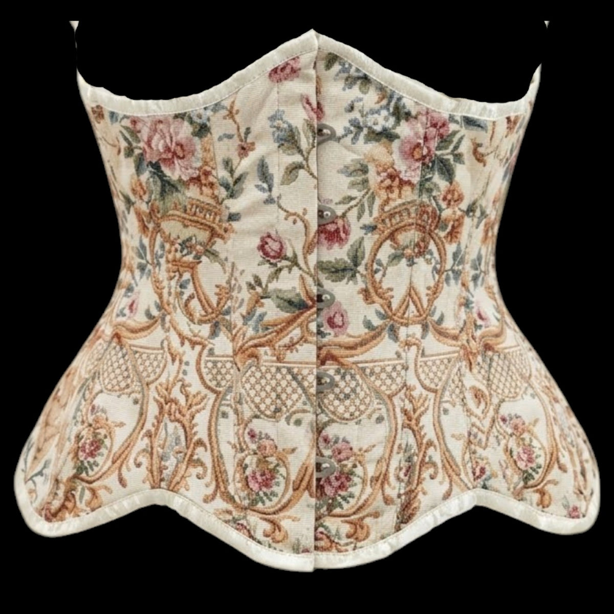 Vintage-Unterbrustkorsett barock mit floralem Pompadour-Print
