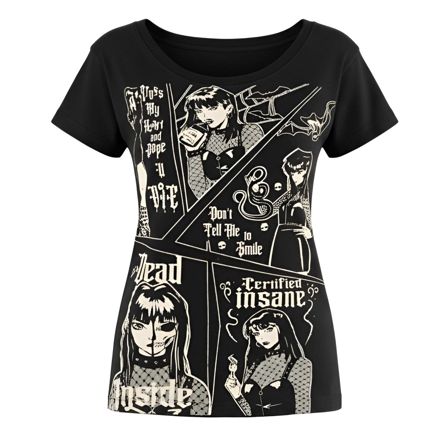 Gothic Certified Insane T-Shirt von Heartless Anime Top