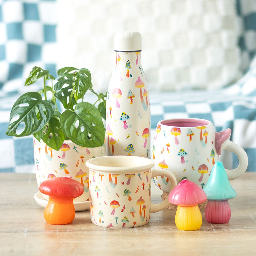 Vintage Pilz Tasse funky mit Pilzhenkel 500 ml Pastelltöne