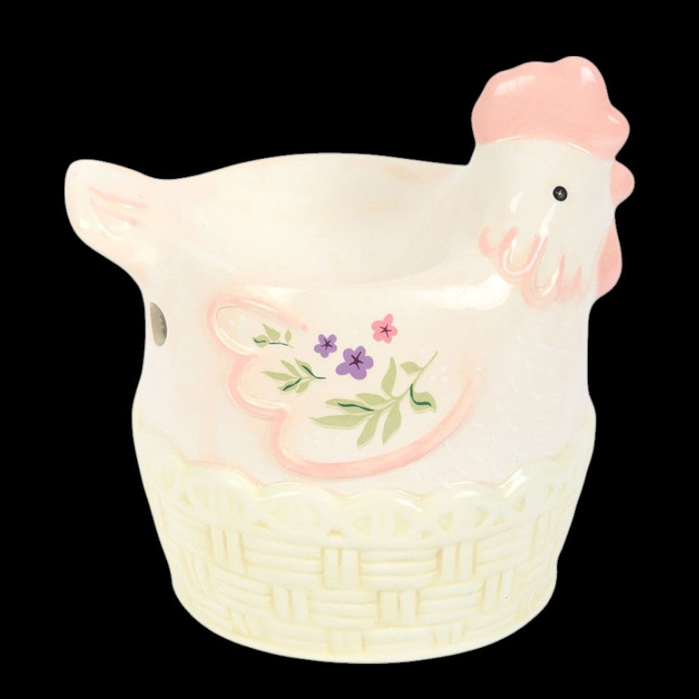 Landhaus Teelichthalter Duftlampe für Ostern Kleine Henne in Pastellfarben