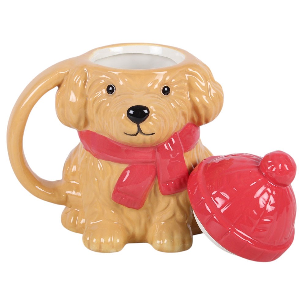 Winter Puppy Ceramic Lidded Mug – Ohne Deckel