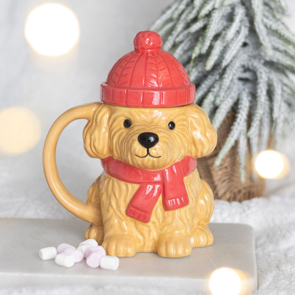 Winter Puppy Ceramic Lidded Mug – Verpackung