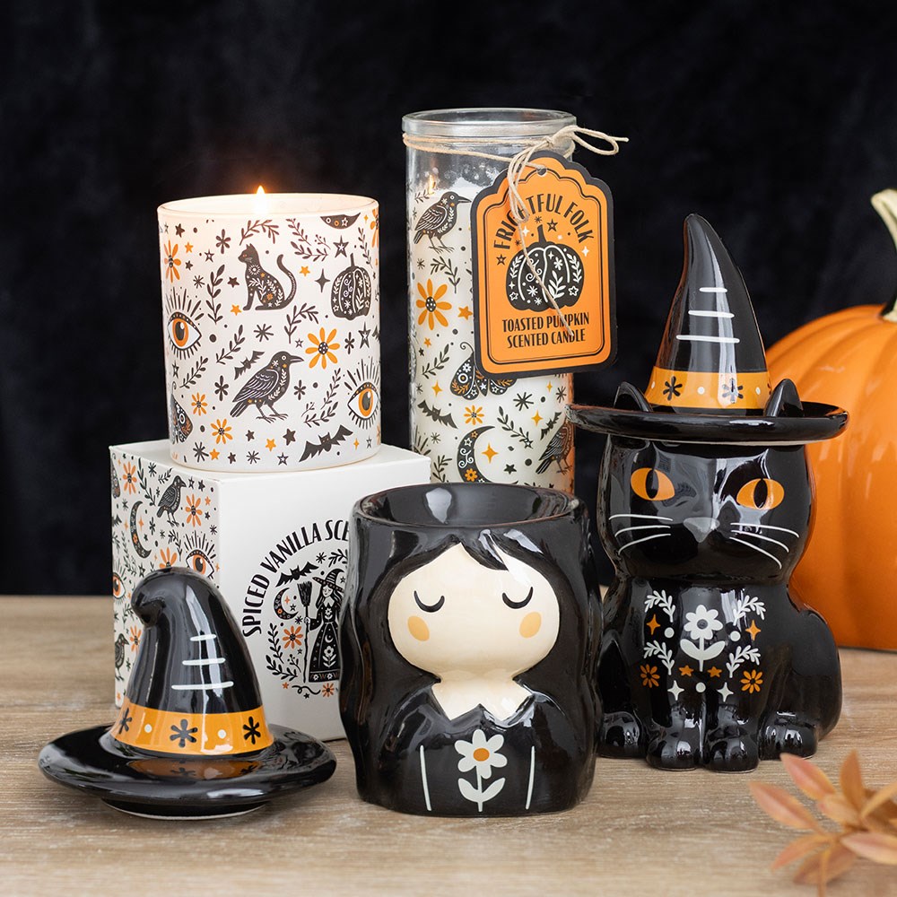 Halloween vintage Duftlampe "Kleine Hexe "Frightful Folk Witch"
