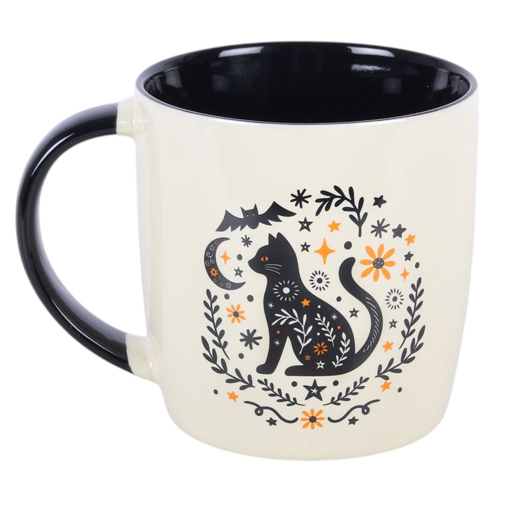Frightful Fol""Ethno Gothic Tasse schwarze Katze, Mond & Fledermaus