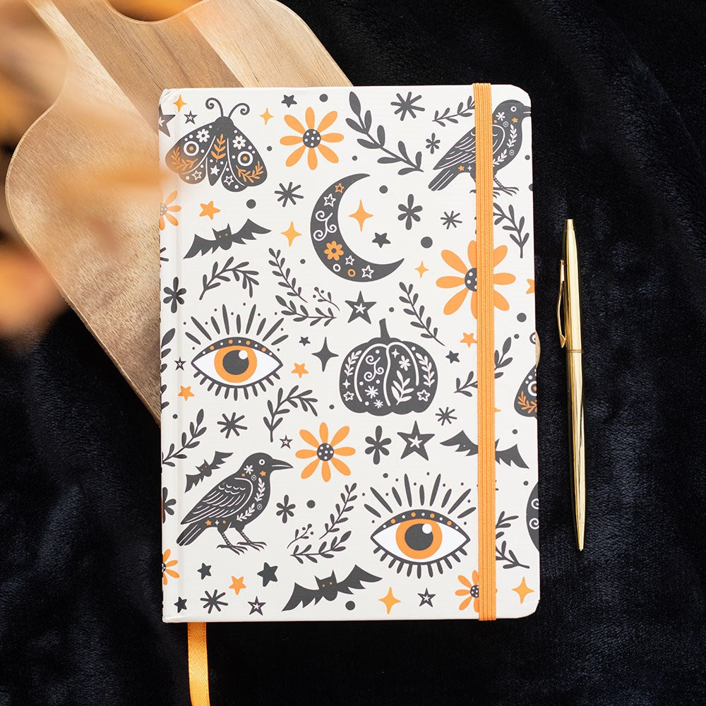 Frightful Folk Ethno witchy Notizbuch A5 – Krähe, Mond & Auge