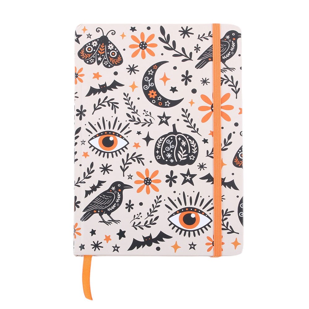 Frightful Folk Ethno witchy Notizbuch A5 – Krähe, Mond & Auge