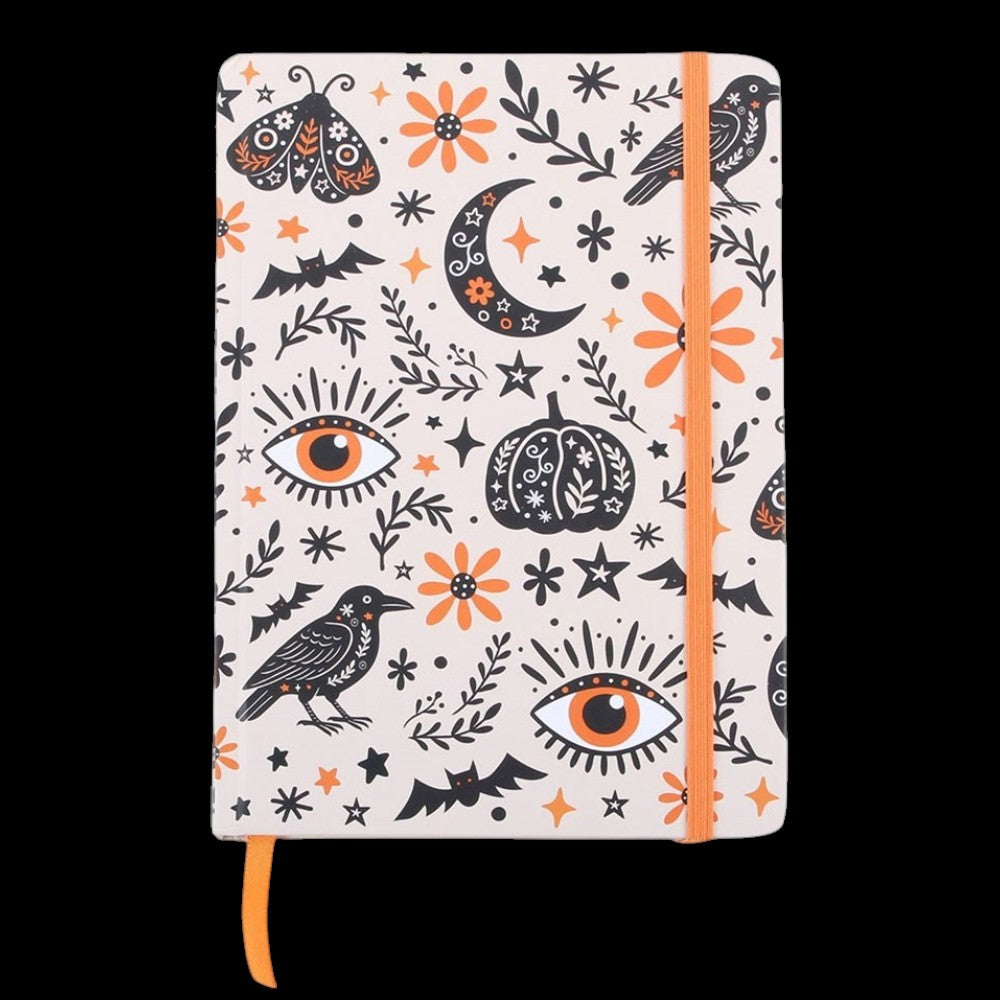 Frightful Folk Ethno witchy Notizbuch A5 – Krähe, Mond & Auge
