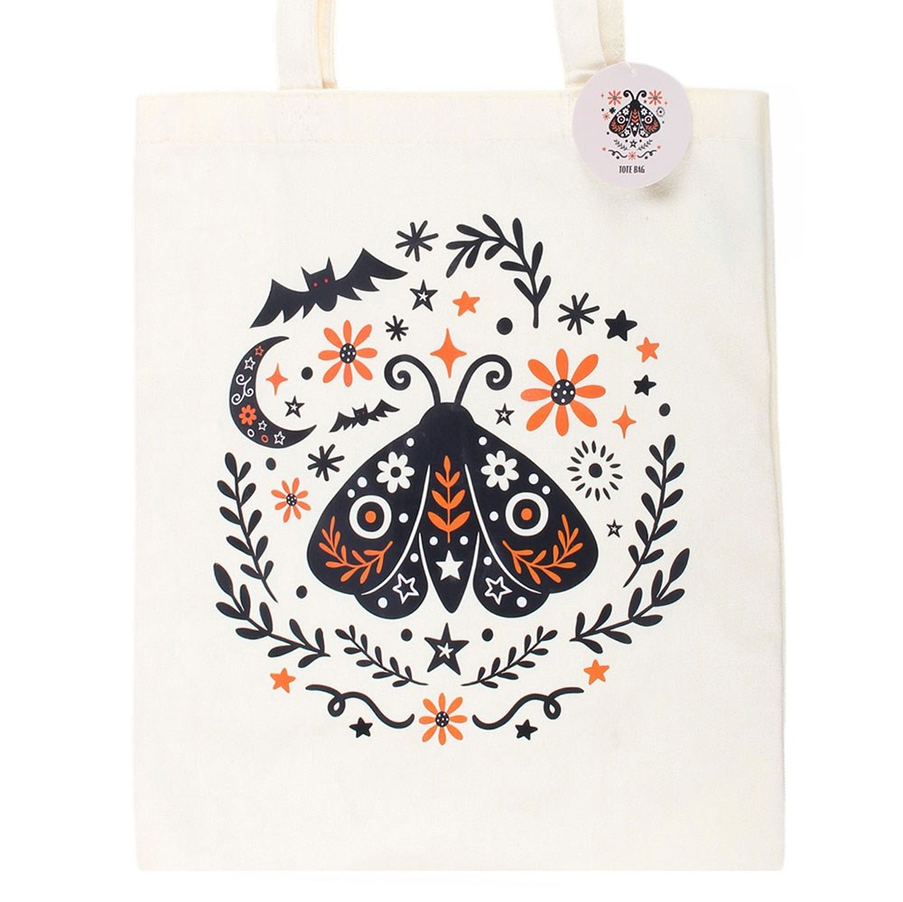 Moth & Bat Tote Bag – Motiv Nahaufnahme mit Anhänger