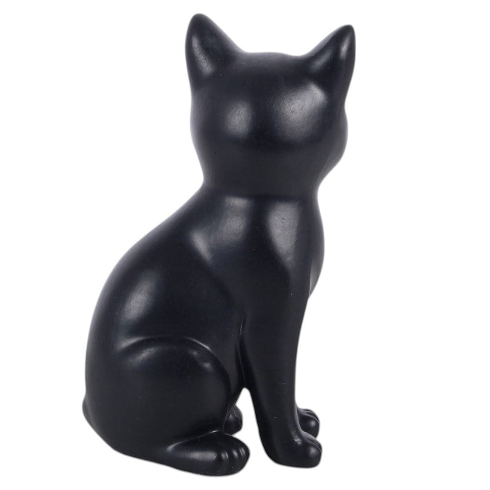 Witchy Celestial Black Cat Figurine – Schwarze Katzenfigur mit Blumenmuster