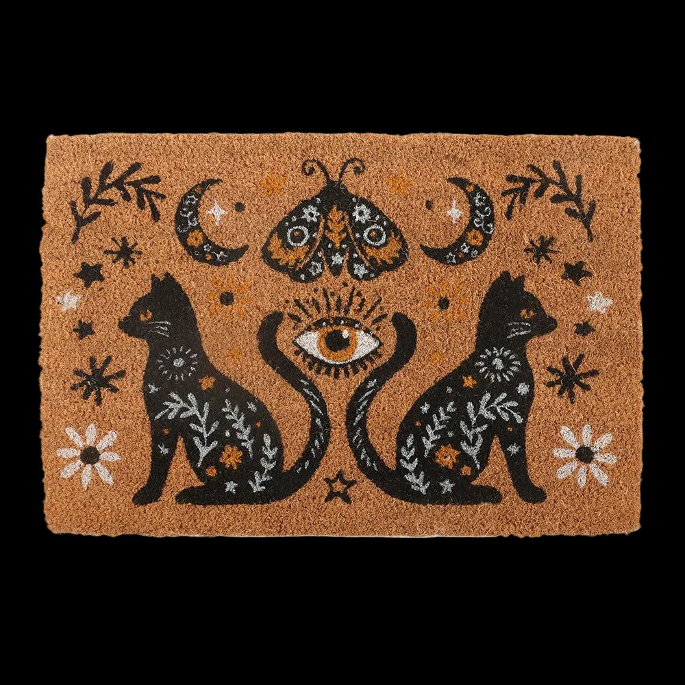 Mystische Katzen Kokos-Fussmatte Gothic Wohndeko