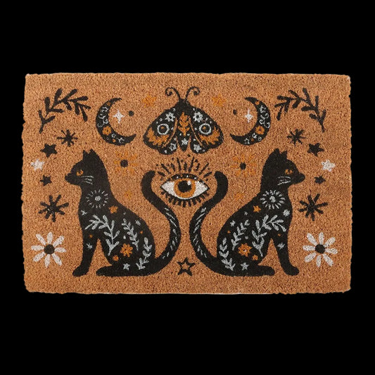 Mystische Katzen Kokos-Fussmatte Gothic Wohndeko