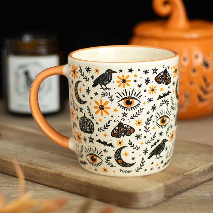 Frightful Folk Tasse Halloween – Krähe, Mond & Auge - Gothic Vintage