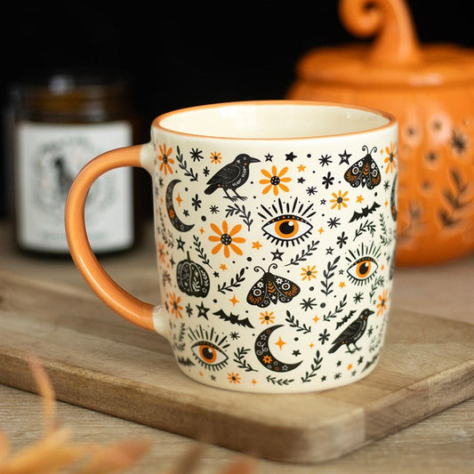 Frightful Folk Tasse Halloween – Krähe, Mond & Auge - Gothic Vintage
