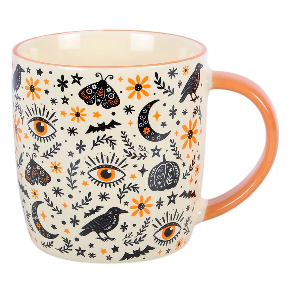 Frightful Folk Tasse Halloween – Krähe, Mond & Auge - Gothic Vintage