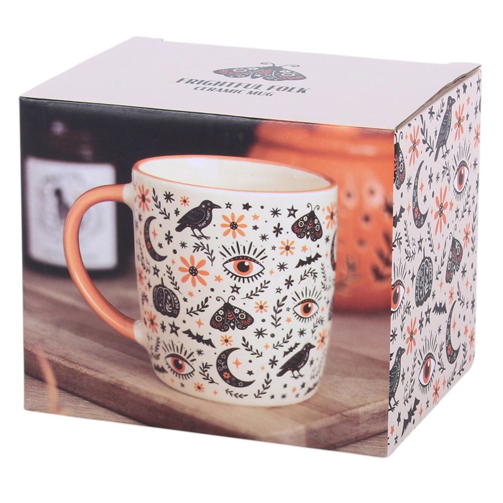 Frightful Folk Tasse Halloween – Krähe, Mond & Auge - Gothic Vintage